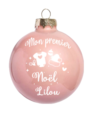 Boule de noël personnalisée rose