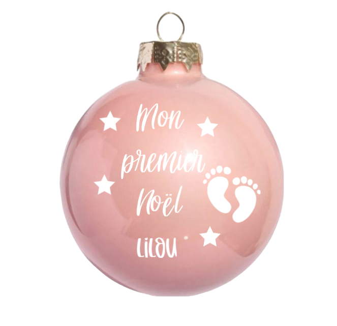 Boule mon premier noël rose